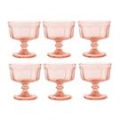 Jogo 6 taças de sobremesa dayhome 185ml com relevo retrô em vidro rose stu217 Jogo 6 taças de sobremesa dayhome 185ml com relevo retrô em vidro rose stu217