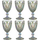Jogo 6 Taças de Vidro 325ml Diamond Rainbow Metalizada Lyor para Servir Água Vinho Suco Jogo 6 Taças de Vidro 325ml Diamond Rainbow Metalizada Lyor para Servir Água Vinho Suco