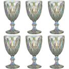 Jogo 6 Taças de Vidro 325ml Diamond Rainbow Metalizada Lyor para Servir Água Vinho Suco Jogo 6 Taças de Vidro 325ml Diamond Rainbow Metalizada Lyor para Servir Água Vinho Suco