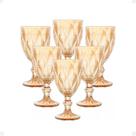 Jogo 6 Taças De Vidro Âmbar Diamond 340ml Luxo E Elegância