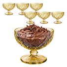 Jogo 6 Taças De Vidro Ambar Sobremesa Diamante Sorvete Açai Luxo 400ml
