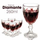 Jogo 6 Taças de Vidro Diamante 260ml Transparente Original Line Vinho Água Drink Suco Bebidas Restaurante Buffet Premium