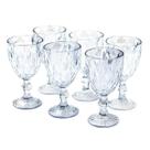 Jogo 6 Taças De Vidro Diamond Incolor 340ml Copos De Vidro Transparentes Elegantes Com Pé Para Água E Suco 6 Unidades Em Casa Tem