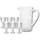 Jogo 6 Taças Diamante 300 ML Com 1 Jarra Vidro 1L Mesa Posta