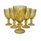 Jogo 6 Taças Diamante Amber Dourado Vidro 340ml Mesa Posta