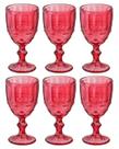 Jogo 6 Taças Diamond Design Elegante Vinho Agua 320 ML Vermelho