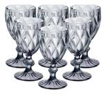 Jogo 6 Taças Diamond Vidro Diamante Negro Fumê 340ml