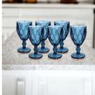 Jogo 6 Taças Modelo Diamante Azul em Vidro 330ml - Casita