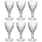 Jogo 6 Taças Para Licor 55ml Dominic Transparente Borda Dourada Hauskraft