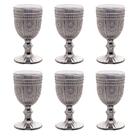 Jogo 6 Taças Para Vinho Bon Gourmet Aubusson Vidro Cinza 240ml
