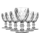 Jogo 6 Taças Vidro 340ml Cristal Diamante Vinho Suco Água Transparente