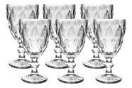 Jogo 6 Taças Vinho Água De Vidro 340ml Diamond Transparente