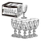 Jogo 6 Taças Vinho Água De Vidro 340ml Diamond Transparente