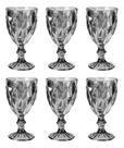 Jogo 6 Taças Vinho Água Suco Vidro 340ml G Diamond Preta