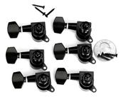 Jogo 6 Tarraxas Pretas Blindadas 3x3 Waver Para Guitarra