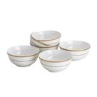 Jogo 6 Tigelas, Bowls 630ml De Porcelana Alto Relevo Gold Wolff - R25053