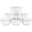 Jogo 6 Tigelas Cumbucas Sobremesa 120ml Porcelana Decorada Estampa:Poá vermelho Jogo 6 Tigelas Cumbucas Sobremesa 120ml Porcelana Decorada Estampa:Poá vermelho