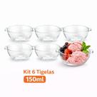 Jogo 6 Tigelas de Vidro 150ml Sobremesa Sorvete Mousse Gelatina Kit Bowls Resistentes Premium Jogo 6 Tigelas de Vidro 150ml Sobremesa Sorvete Mousse Gelatina Kit Bowls Resistentes Premium