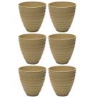 Jogo 6 Vasos Para Flores Cachepot Névoa Bege Lyor Plástico 15x7cm Decorativo