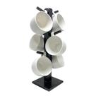 Jogo 6 Xícara 170ml Branca Porcelana Com Suporte Preto