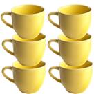 Jogo 6 Xicara Café Chá Porcelana Amarela 170ml Resistentes