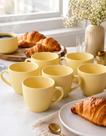Jogo 6 Xicara Café Chá Porcelana Amarela 170ml Resistentes