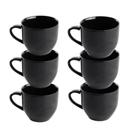 Jogo 6 Xicara Café Chá Porcelana Pretas 170ml Resistentes