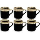 Jogo 6 Xícara Canequinha de Café Porcelana Preta Borda 60ML