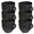 Jogo 6 Xícara Chá Café 170ml Preta em Porcelana - Mundo da Porcelana