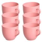 Jogo 6 Xícara Chá Café 170ml Rosa em Porcelana - Mundo da Porcelana