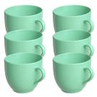 Jogo 6 Xícara Chá Café 170ml Verde em Porcelana - Mundo da Porcelana