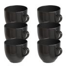 Jogo 6 Xícara Chá Café 95ml Preta em Porcelana - Mundo da Porcelana