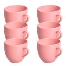 Jogo 6 Xícara Chá Café 95ml Rosa em Porcelana - Mundo da Porcelana