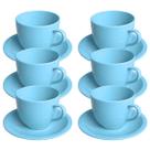 Jogo 6 Xícara Chá Com Pires 170ml Azul em Porcelana - Mundo da Porcelana