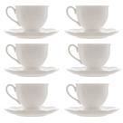 Jogo 6 Xícara de Café com Pires em Porcelana New Bone Butterfly Borboleta e Flores 100ml Lyor