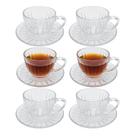Jogo 6 Xicara de Chá com Pires Vidro Victoria Transparente Café Cappuccino 200ml Haüskraft