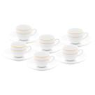 Jogo 6 Xícaras 100ml para café de porcelana branca com fio de ouro Monaco Wolff - 18085