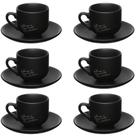 Jogo 6 Xícaras 90ml Café Porcelana Preto Manhattan Hauskraft