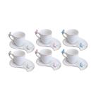 Jogo 6 xícaras 90ml para café de porcelana com pires Cute Birds Plate Wolff - 18124 Jogo 6 xícaras 90ml para café de porcelana com pires Cute Birds Plate Wolff - 18124
