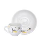Jogo 6 Xícaras C/ Pires Honey Porcelana Café Chá Branco 90ml