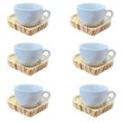 Jogo 6 xícaras Café 100ml Cônica com pires coração