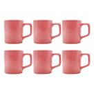Jogo 6 Xícaras Café 80mL Cerâmica Rosa Mesa Posta