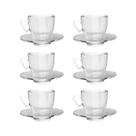 Jogo 6 Xícaras Café C/ Pires 220mL Transparente Mesa Posta