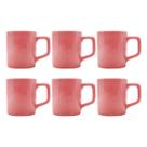 Jogo 6 Xícaras Café Cerâmica Colors 80mL Rosa Vibrante