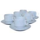 Jogo 6 xícaras Café,Chá com pires Empilháveis Porcelana branca,