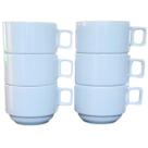 Jogo 6 Xicaras Café/Chá hotel 200ml Empilháveis - Porcelana Branca