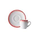 Jogo 6 Xicaras Café Com Pires 60ml Nevoa Vermelho