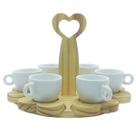 Jogo 6 xícaras café cônica 80ml - Suporte c/ Pires Removível