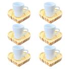 Jogo 6 xícaras café expresso 55ml Porcelana c/ pires coração