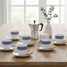 Jogo 6 Xícaras Café Porcelana Margareth Hauskraft 120ml Elegância em Azul e Branco/ SEM PIRES Jogo 6 Xícaras Café Porcelana Margareth Hauskraft 120ml Elegância em Azul e Branco/ SEM PIRES